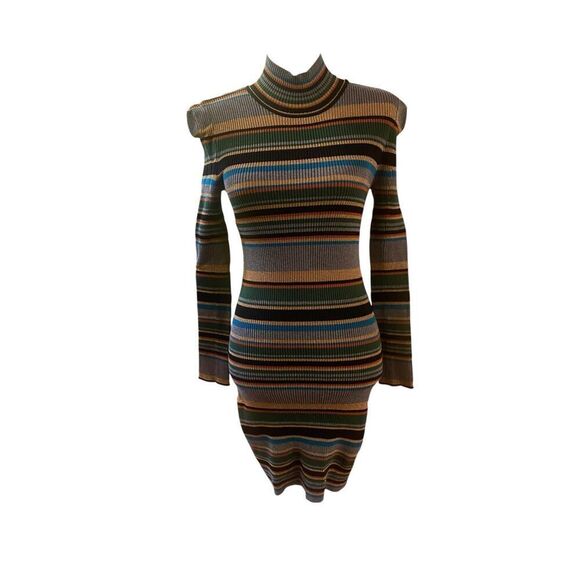 Ronny Kobo Tanysha Sweater Dress Striped Glitter Stretch Knit Dress Size 6 - Picture 5 of 8